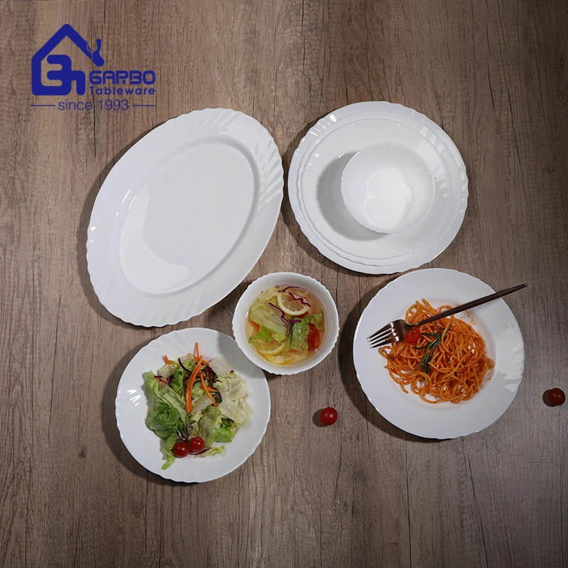 9inch White Plain Opal Glass Plate Dinner Dish Tableware