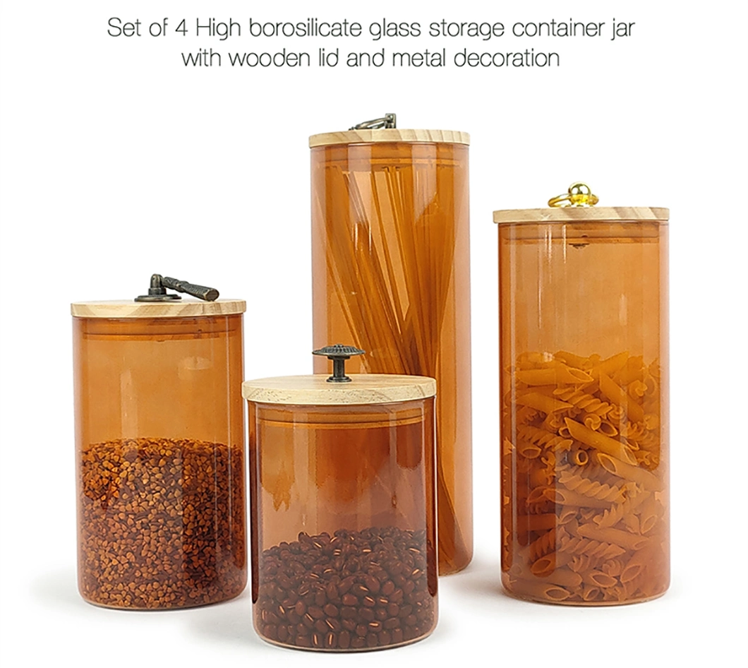 1300/2000/2800ml Glass Acacia Lid Big Size Borosilicate Glass Jar, Sealed Storage Jar