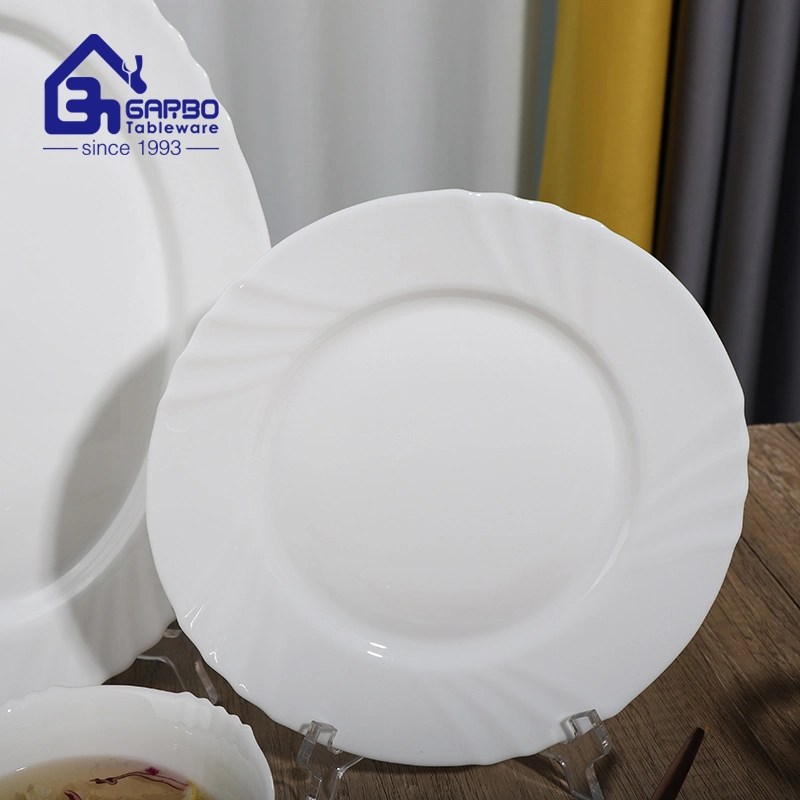 9inch White Plain Opal Glass Plate Dinner Dish Tableware