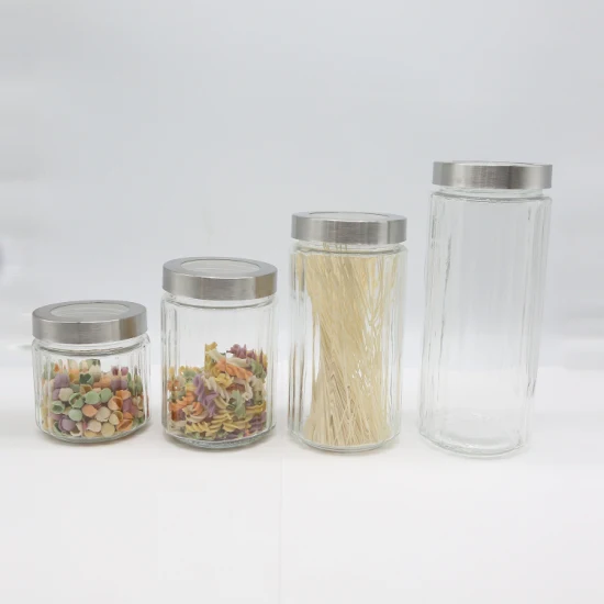 Beautiful Glass Kitchen Canisters with Stainless Steel Lids