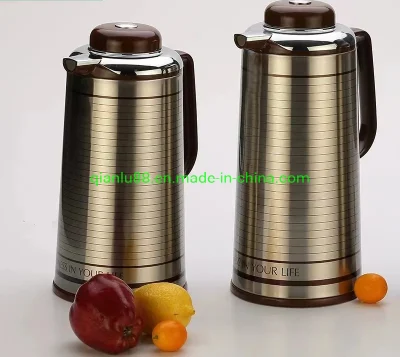 Super High Quality 1.0L/1.3L/1.6L/1.9L Thermal Tea Coffee Pot Metal/Steel/Iron Vacuum Jug with Pink Glass Refill