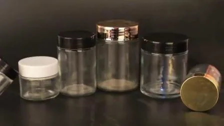 32oz 16oz 12oz 8oz 6oz 4oz 3oz 2oz 1oz Cylinder Transparent Storage Honey Spice Glass Jars with Black Screw Plastic Caps
