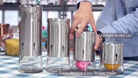 Glass Canister with Airtight Lid Set Glass Storage Jars