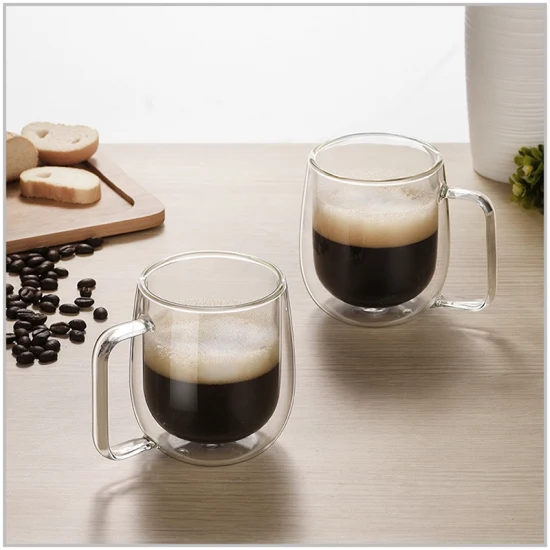 200ml/6.7oz Double Wall Glass Coffee Mugs Heat Resistant Clear Borosilicate Espresso Tea Cups Perfect for Latte Americano Cappuccino Espresso Tea Bag Insulation