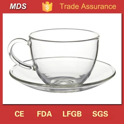 High Borosilicate Clear Glass Tea Cups and Saucers Cheap