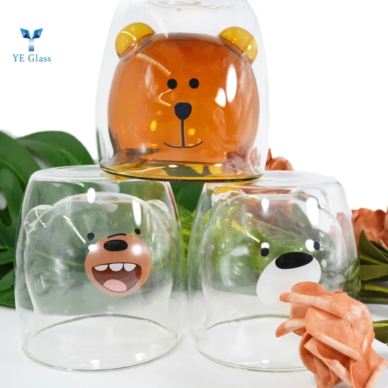 High Quality Double-Wall Glass Tea Mug Bear Shape Glass Cup