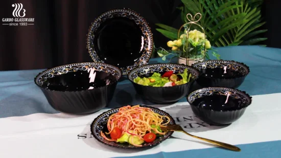 Leaf Shape Microwave Safe Black Opal Ware Glass Bowl 8.35inch