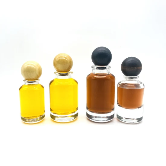 Hot Sell 50ml 100ml Cylinder Glass Perfume Bottle with Round Wooden Cap