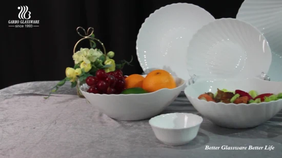 Wholesale Wedding White Opal Glass Irregular Shape Dinner Meal Plate