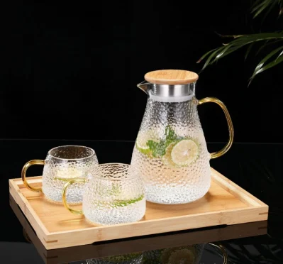 Home Hammered Glass Cold Kettle Water Cup Set Heat Resistant High Temperature Juice Jug